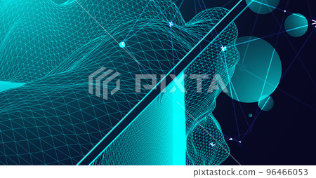 Trendy abstract wireframe background. Modern science or technology art elements. Surface illustration. Vector. Trendy abstract wireframe background. Modern science or technology art elements. Surface illustration. Vector. 96466053