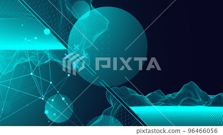 Trendy abstract wireframe background. Modern science or technology art elements. Surface illustration. Vector. Trendy abstract wireframe background. Modern science or technology art elements. Surface illustration. Vector. 96466056