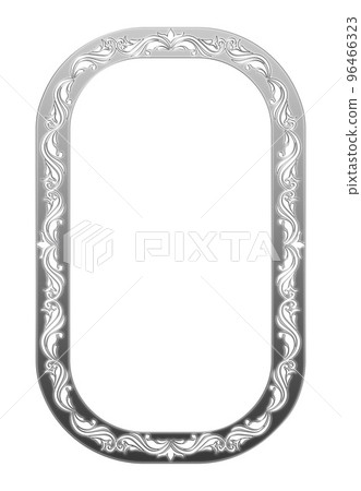 圖庫插圖: 古董，復古矩形銀色金屬框架。裝飾性直紋裝飾品 96466323