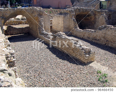 Ruins of an ancient city in Tarragona. Roman Empire, very old walls. Spain 96466450