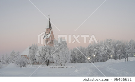 Pink church in Arjeplog in December Pink church in Arjeplog in December 96466651