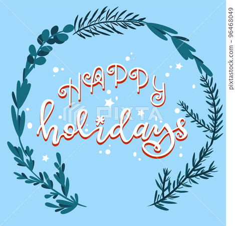 Winter Post Card with Floral Frame and Lettering Winter Post Card with Floral Frame and Lettering 96468049