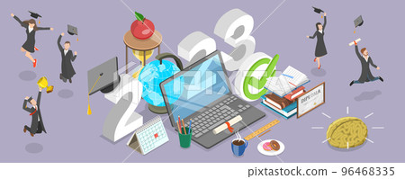 3D Isometric Flat Vector Conceptual Illustration of 2023 - Academical Year Online 3D Isometric Flat Vector Conceptual Illustration of 2023 - Academical Year Online 96468335