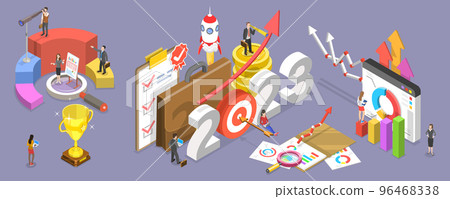 3D Isometric Flat Vector Conceptual Illustration of 2023 - Successful Year Of Financial Opportunities 96468338