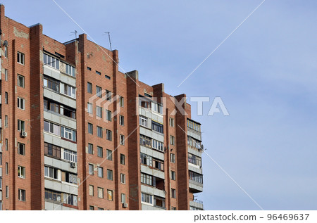 Old multi-storey apartment house in a poorly-developed region of Ukraine or Russia 96469637