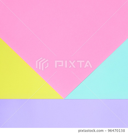 Texture background of fashion pastel colors. Pink, violet, yellow and blue geometric pattern papers. minimal abstract 96470138