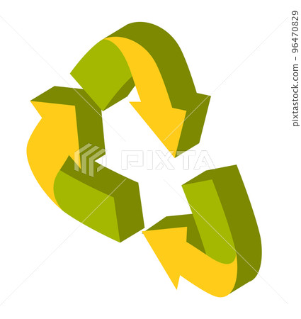 Arrows in the shape of a triangle green and yellow isolated on white. Eco-friendly concept 96470829