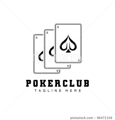Poker Casino Card Logo, Diamond Card Icon, Hearts, Spades, Ace. Gambling Game Poker Club Design 96472108