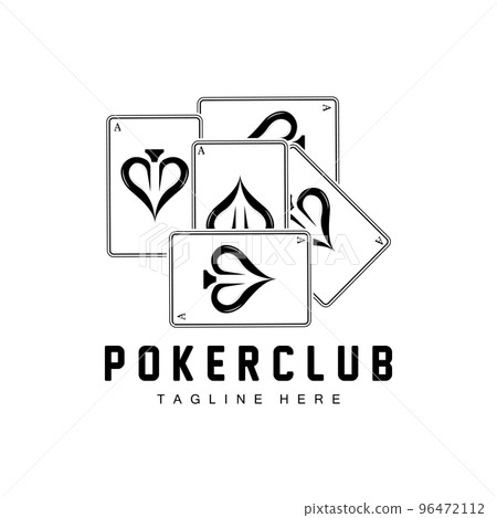 Poker Casino Card Logo, Diamond Card Icon, Hearts, Spades, Ace. Gambling Game Poker Club Design 96472112