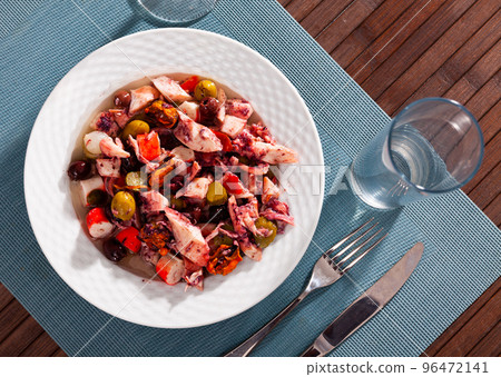 Salpicon de Marisco, cold salad from seafood with vegetables Salpicon de Marisco, cold salad from seafood with vegetables 96472141