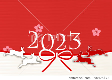 Rabbit New Year's card Japanese pattern background 96473172