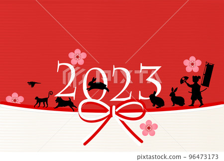 Rabbit New Year's card Japanese pattern background Rabbit New Year's card Japanese pattern background 96473173