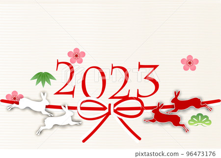 Rabbit New Year's card Japanese pattern background Rabbit New Year's card Japanese pattern background 96473176