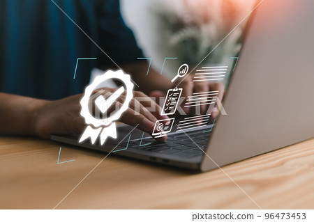 Businessman working with the top service sign Businessman working with the top service sign 96473453