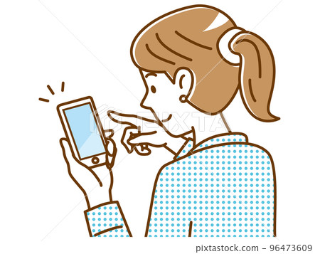 Young woman operating by touching the smartphone screen 96473609