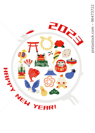 2023 Year of the Rabbit New Year's card template vertical 2023 Year of the Rabbit New Year's card template vertical 96473722