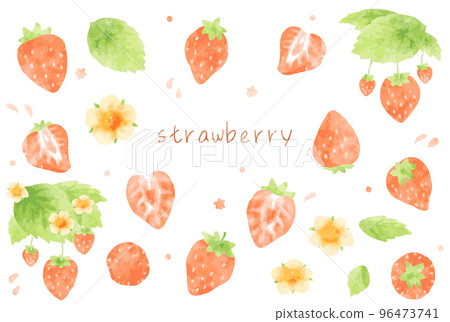 Cute hand drawn strawberry material set 96473741