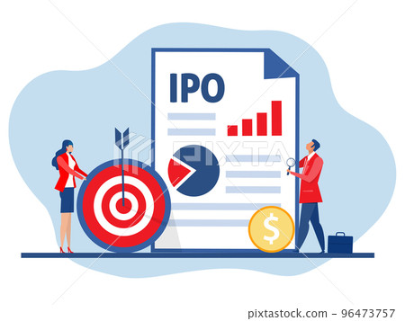 IPO, initial public offering. businessman offer Investing on laptop Concept ,Flat vector illustration. 96473757