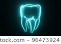 Seamless looping of blue HUD tooth scanning and rotating on black background. Technology and medical concept. 96473924