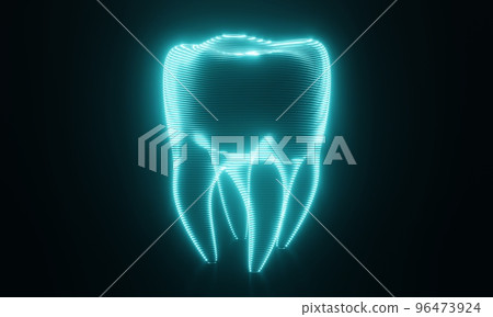 Seamless looping of blue HUD tooth scanning and rotating on black background. Technology and medical concept. Seamless looping of blue HUD tooth scanning and rotating on black background. Technology and medical concept. 96473924