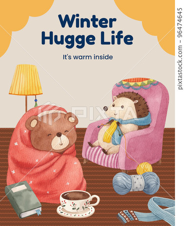 Poster template with winter hugge life concept,watercolor style 96474645