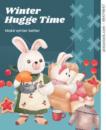 Poster template with winter hugge life concept,watercolor style 96474647
