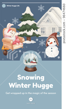 Instagram story template with winter hugge life concept,watercolor style Instagram story template with winter hugge life concept,watercolor style 96474660
