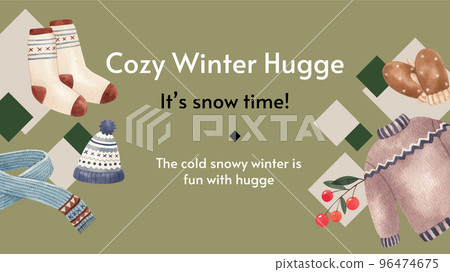 Blog banner template with winter hugge life concept,watercolor style 96474675
