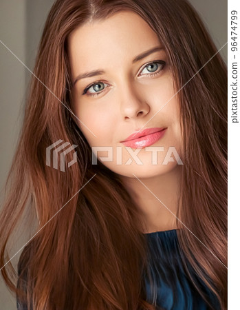 Beauty and femininity, beautiful woman with long hairstyle, natural portrait closeup 96474799