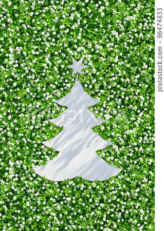 Christmas tree paper art, fresh green flowers and leaves are beautiful 96474833