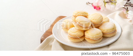 Taiwanese style traditional macaron dessert in a plate for afternoon tea. 96475003