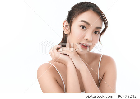 Beautiful young asian woman with clean fresh skin on white background, Face care, Facial treatment, Cosmetology, beauty and spa, Asian women portrait. 96475282
