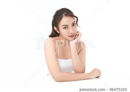 Beautiful young asian woman with clean fresh skin on white background, Face care, Facial treatment, Cosmetology, beauty and spa, Asian women portrait. Beautiful young asian woman with clean fresh skin on white background, Face care, Facial treatment, Cosmetology, beauty and spa, Asian women portrait. 96475283