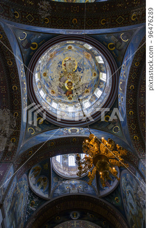 Painting of old Panteleimon Cathedral of Christian New Athos Simon-Kananite Monastery in Abkhazia Painting of old Panteleimon Cathedral of Christian New Athos Simon-Kananite Monastery in Abkhazia 96476289