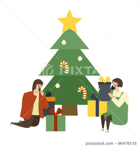 Illustration of children happy with Christmas gifts Illustration of children happy with Christmas gifts 96476538