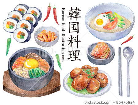 韓國食品水彩插圖集 韓國食品水彩插圖集 96476684