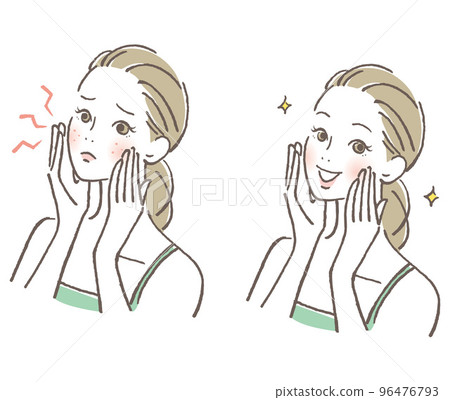 一組女人皮膚狀態不好的時候和好的時候 96476793