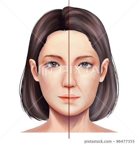 插圖光柵素材前後真實女人的前臉 96477355