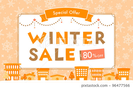 帶有冬季城市景觀_暖色複製空間的流行冬季暖框 96477566