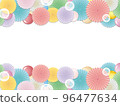 Frame of colorful paper fans 96477634