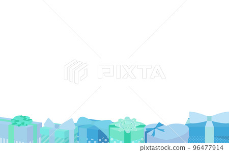 Horizontal gift frame with a lot of impact with many gift boxes lined up side by side_modern cold color_no text Horizontal gift frame with a lot of impact with many gift boxes lined up side by side_modern cold color_no text 96477914