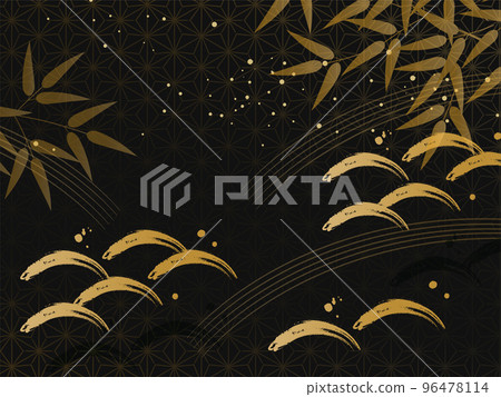 日本風格的竹子背景和日本模式_黑色 96478114