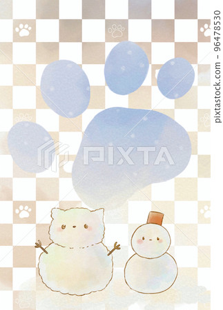 插圖素材:在寒冷的天氣裡參觀貓和雪人(帶複製空間的ver) 插圖素材:在寒冷的天氣裡參觀貓和雪人(帶複製空間的ver) 96478530