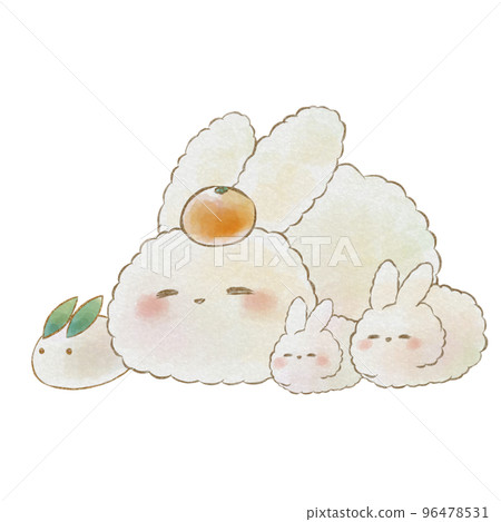 Illustration material: Snow rabbit and rabbit parent and child (hand-painted watercolor style) 96478531