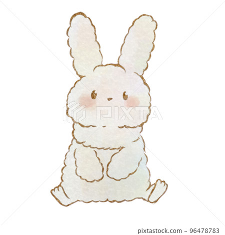 Illustration material: Rabbit sitting (hand drawn watercolor style) 96478783