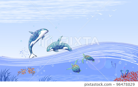 彩繪的海洋動物 96478829