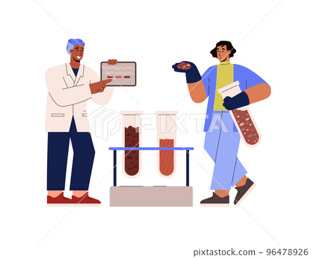 Scientists analyzing soil samples flat cartoon vector illustration isolated. 96478926