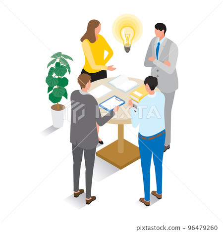 Isometric _ Men and women who had an idea while having a meeting 96479260