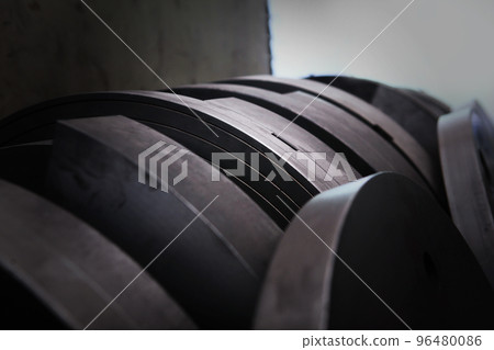 Production of bearings in a real factory. Blanks for large diameter bearings. Metal products. Heavy industry. 96480086