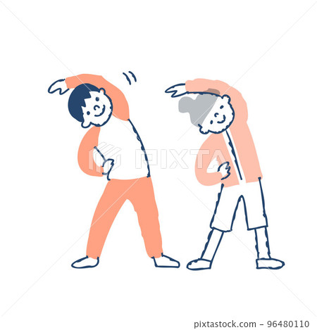 微笑的男人和女人一起做體操 96480110